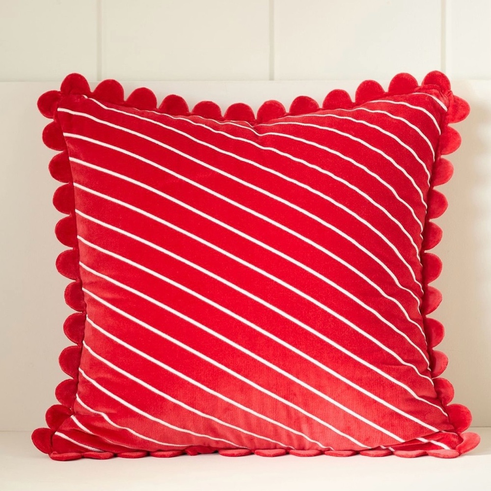 Anthropologie Cotton Velvet Striped Pillow